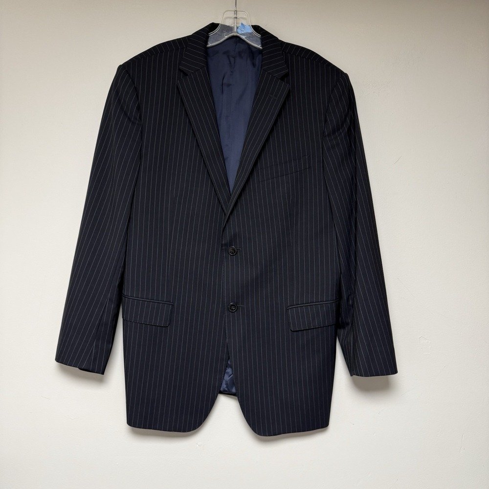 Zegna City Suit Jacket Mens 52R Navy Pinstripe Wool‎ Blend Natural Comfort